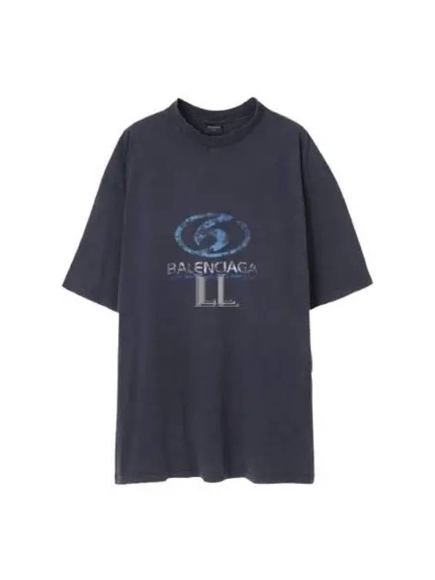 Luxury Balenciaga Trending 2025 Surfer Medium Fit Short Sleeve T-Shirt Navy