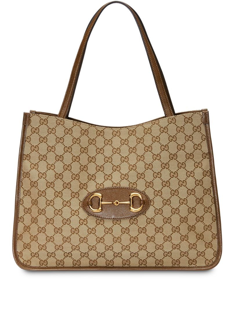 Gucci - Gucci 1955 Horsebit tote bag - women - Cotton/Leather/Canvas/Gold Plated Metal - One Size - NEUTRALS