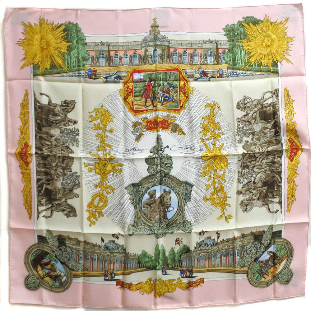 HERMES scarf silk pink SANSSOUCY Carre90 Women d