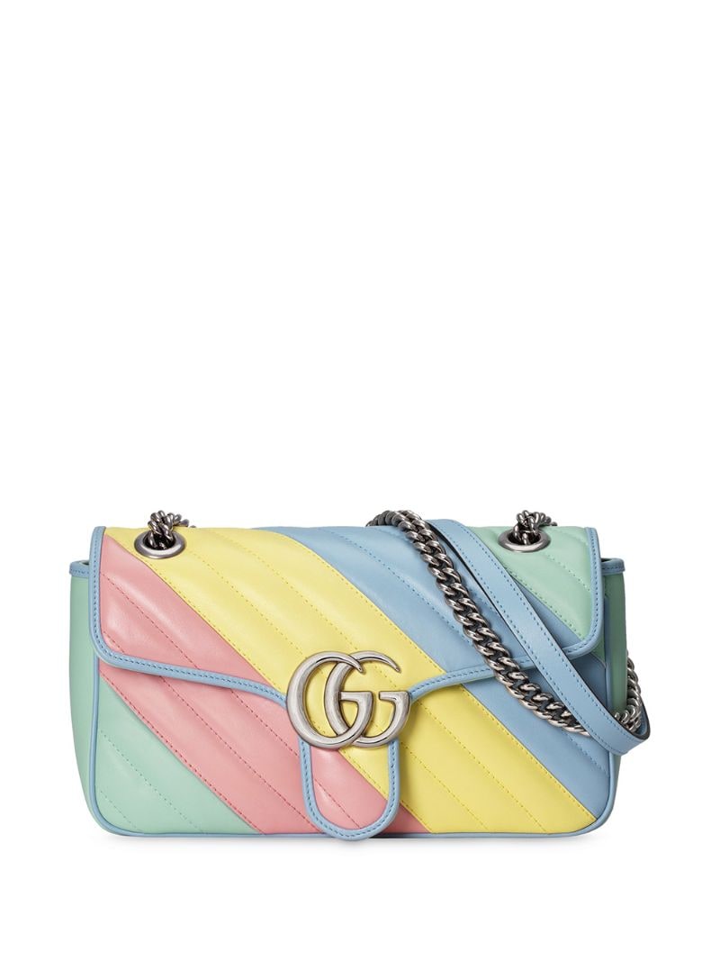 Gucci - small GG Marmont shoulder bag - women - Leather/Microfibre/Palladium Plated Brass - One Size - yellow
