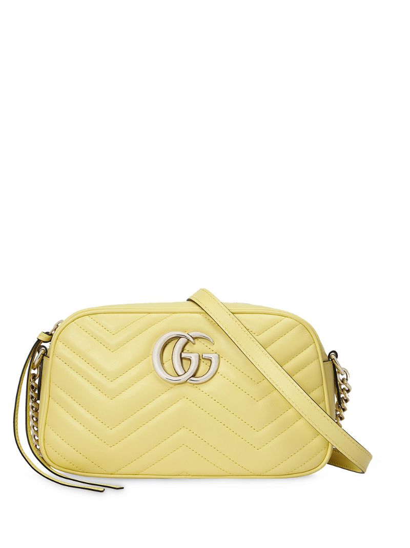 Gucci - GG Marmont small shoulder bag - women - Leather/Microfibre/Palladium Plated Brass - One Size - yellow
