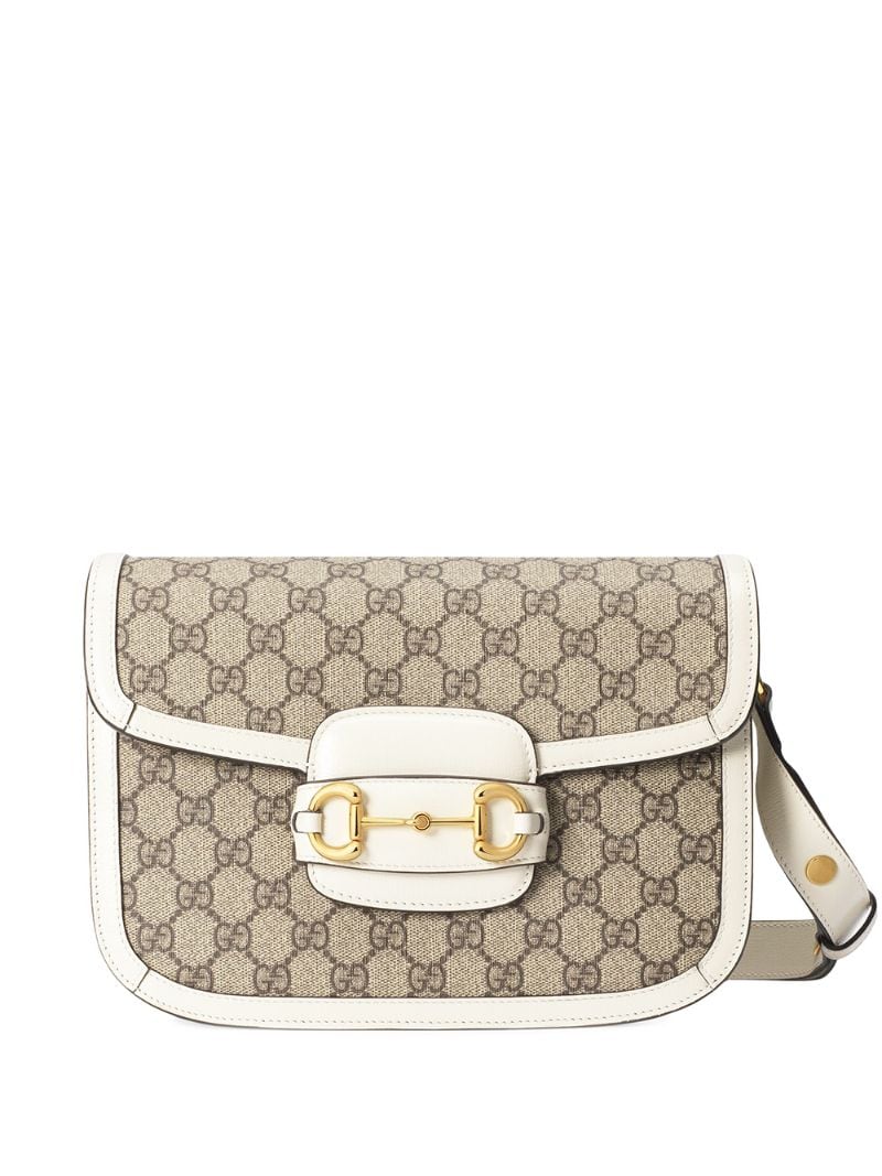 Gucci - Gucci 1955 Horsebit shoulder bag - women - Leather/Canvas/Gold Plated Metal/Microfibre - One Size - NEUTRALS