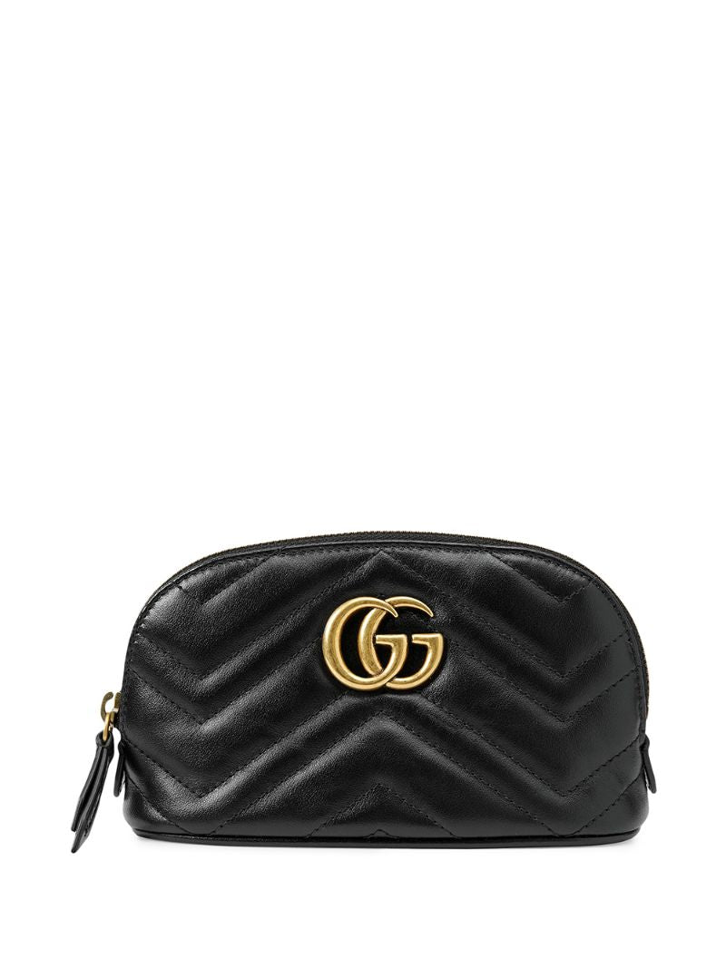 Gucci - GG Marmont make-up bag - women - Leather/Nylon/Gold Plated Metal - One Size - Black