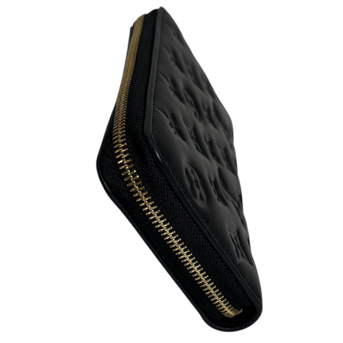 LOUIS VUITTON Long Wallet Purse M81510 lambskin Noir Monogram Zippy wallet
