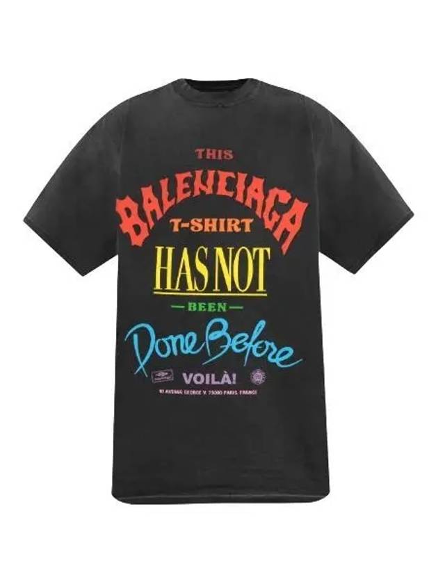 Luxury Balenciaga Trending 2025 Slogan Print Oversized Short Sleeve T-Shirt Black