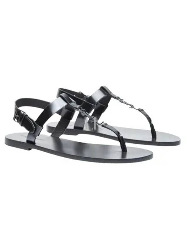Luxury Saint Laurent Trending 2025 Cassandre Flip Flops Black