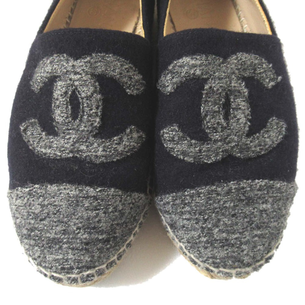 Chanel Coco Mark Wool Jute Espadrille Flats