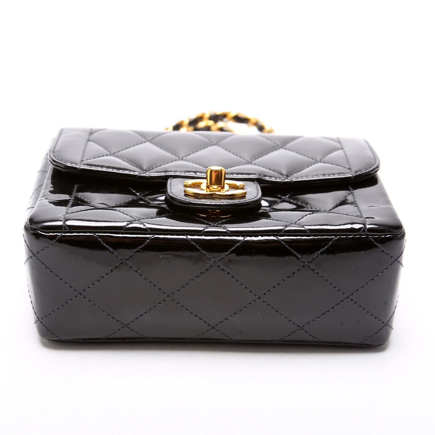 Chanel CC Double Chain Handle Mini Flap Patent Bag