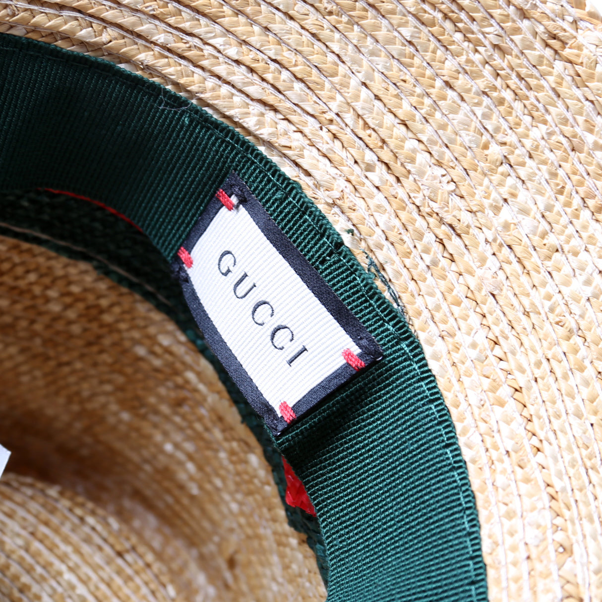 Gucci Striped Straw Fedora Hat Size Small