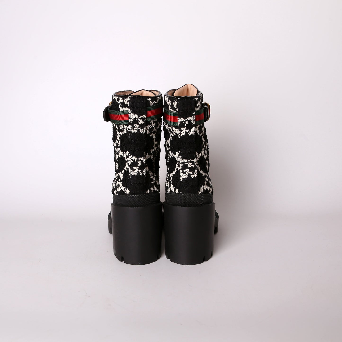 Gucci Tweed Combat Boots Size