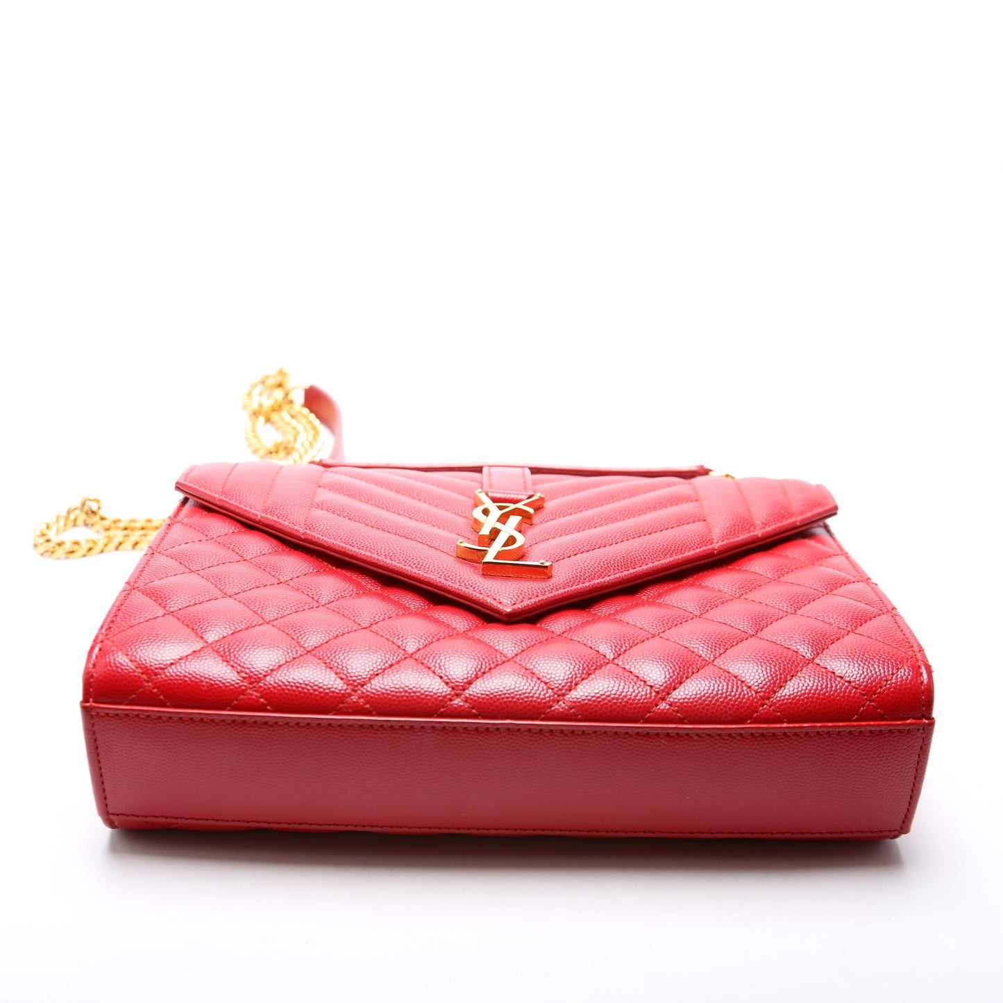 Saint Laurent Envelope Medium Grain De Triquilt Red Bag