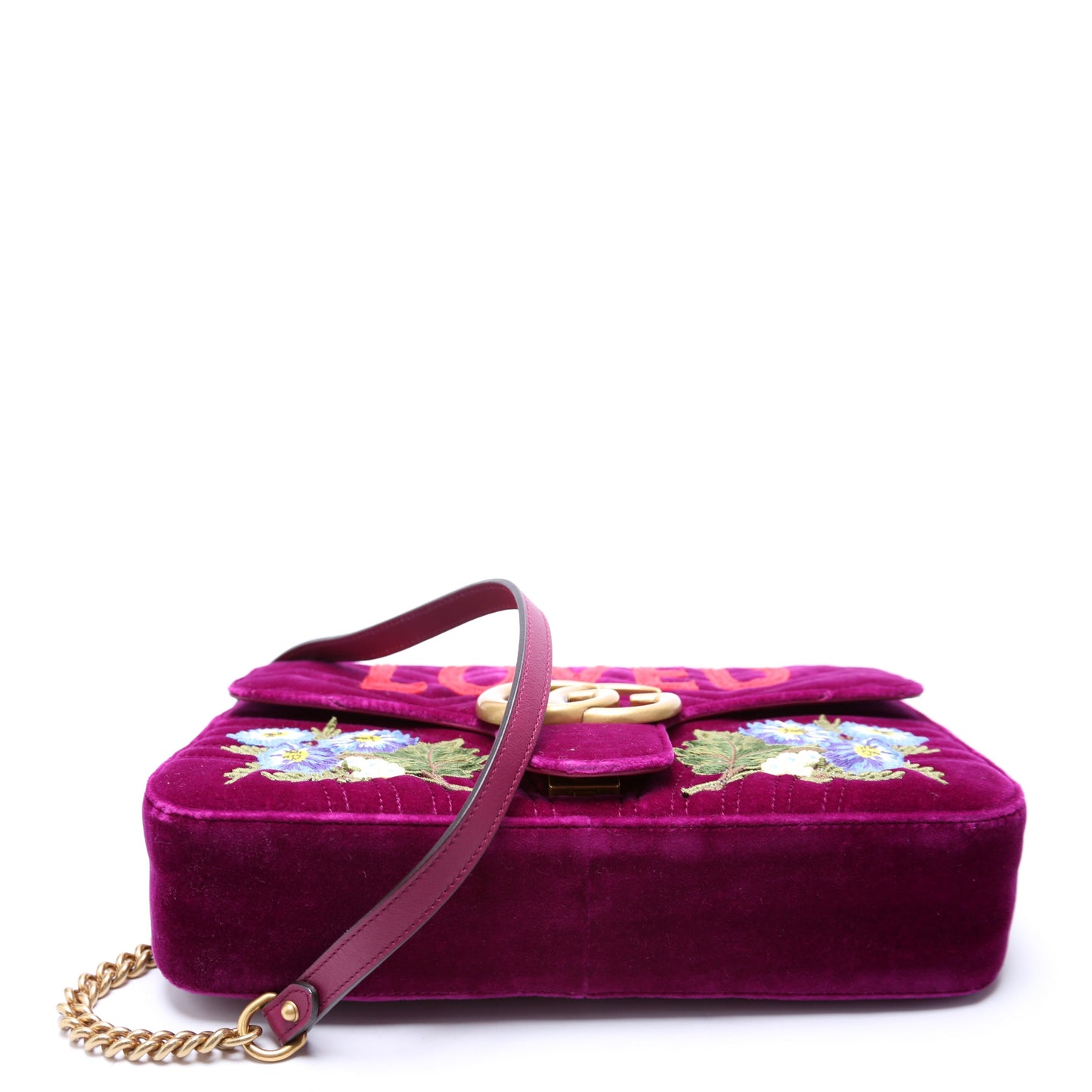 Gucci Marmont Velvet Loved Shoulder Medium Purple/Multicolor