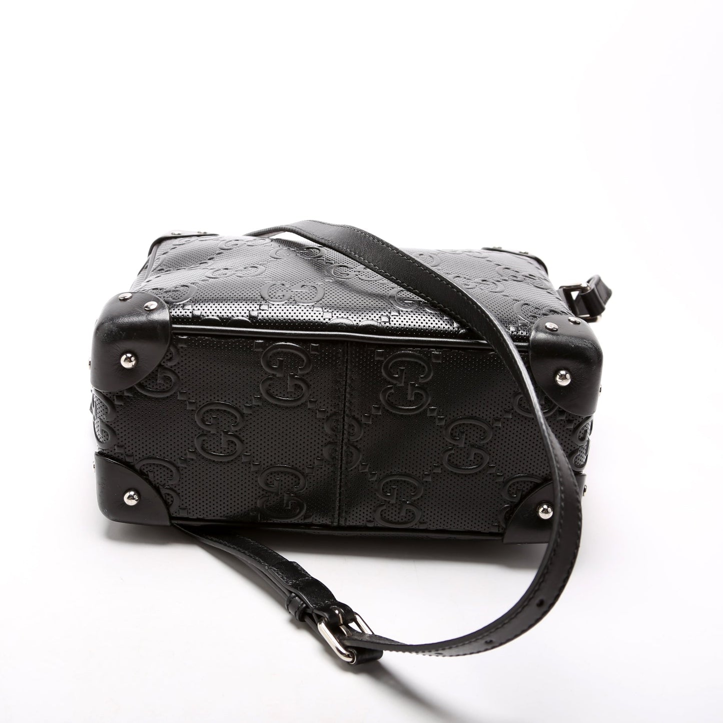 Gucci GG Embossed Square Messenger Bag Black