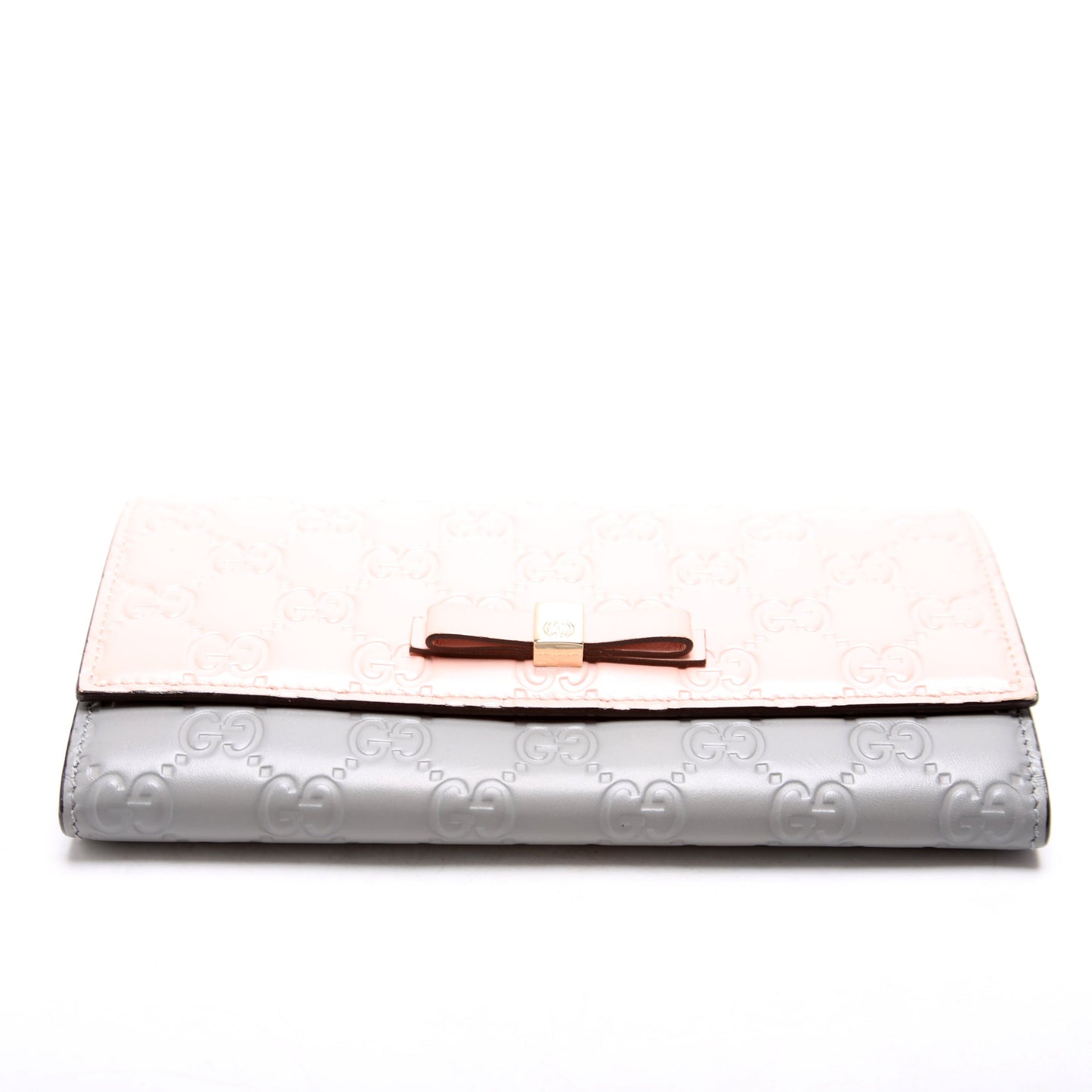 Gucci Ribbon Long Wallet Guccisima Pink/Gray