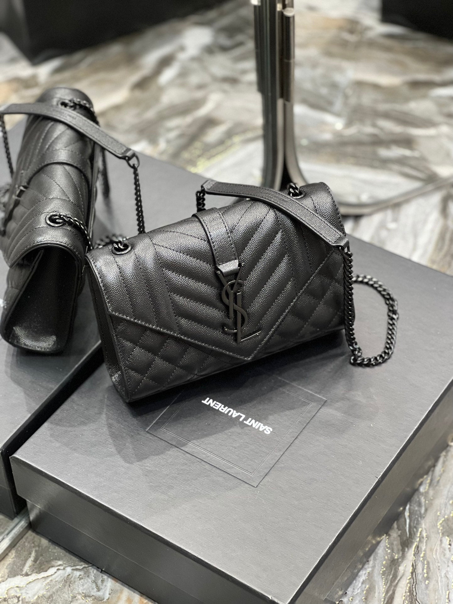 YSSL Small Bag Black In Mix Matelasse For Women 8in/21cm YSL 600195BOW981000