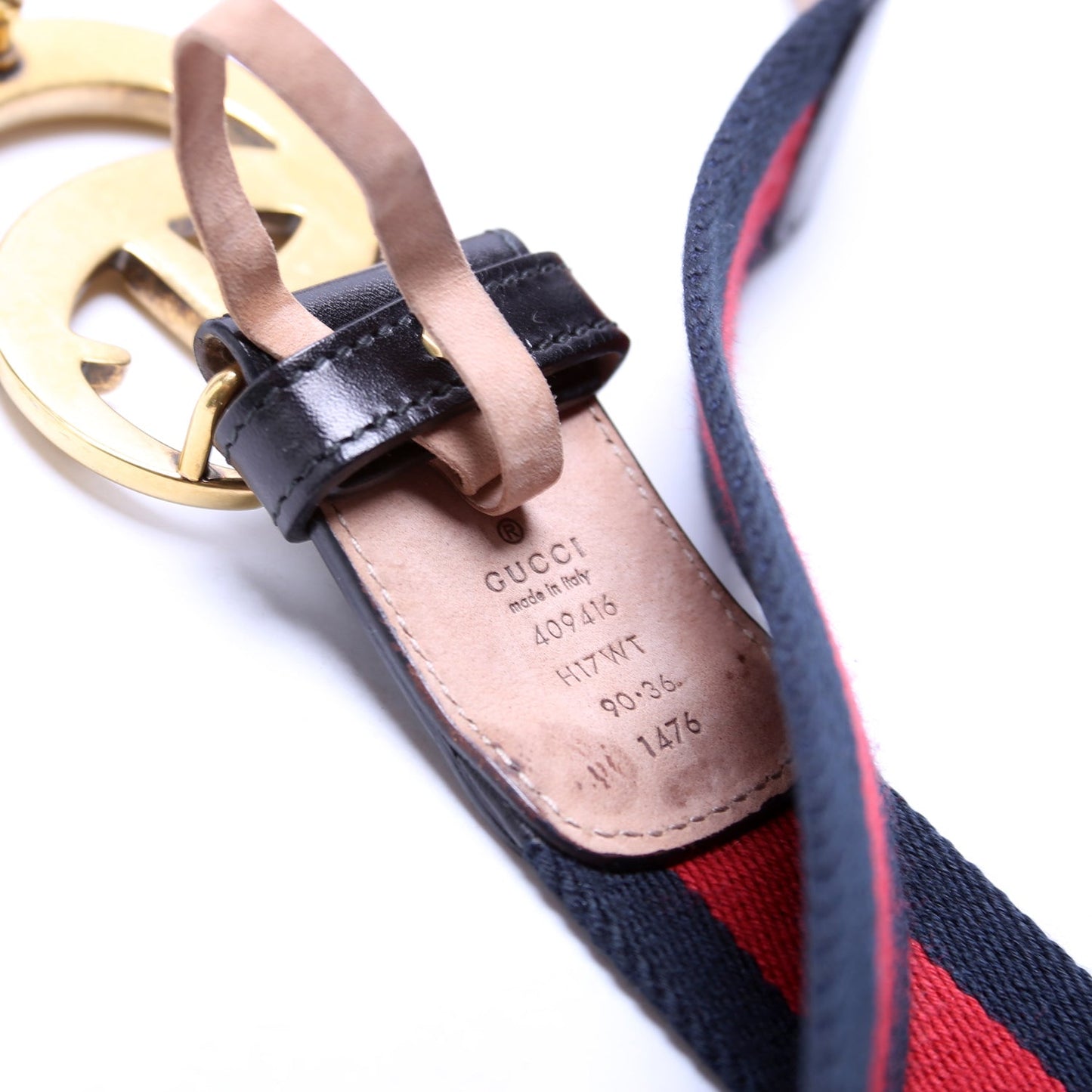 Gucci Web Canvas Belt Size / Navy/Red