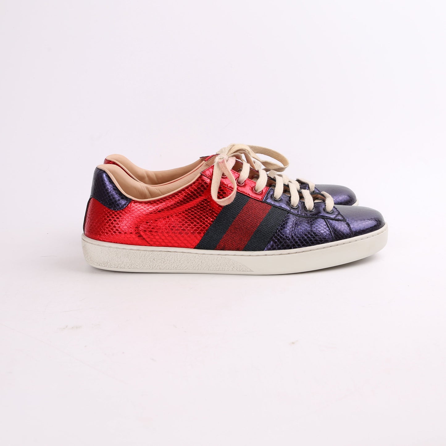 Gucci Metallic Ayers Web Sneakers Size