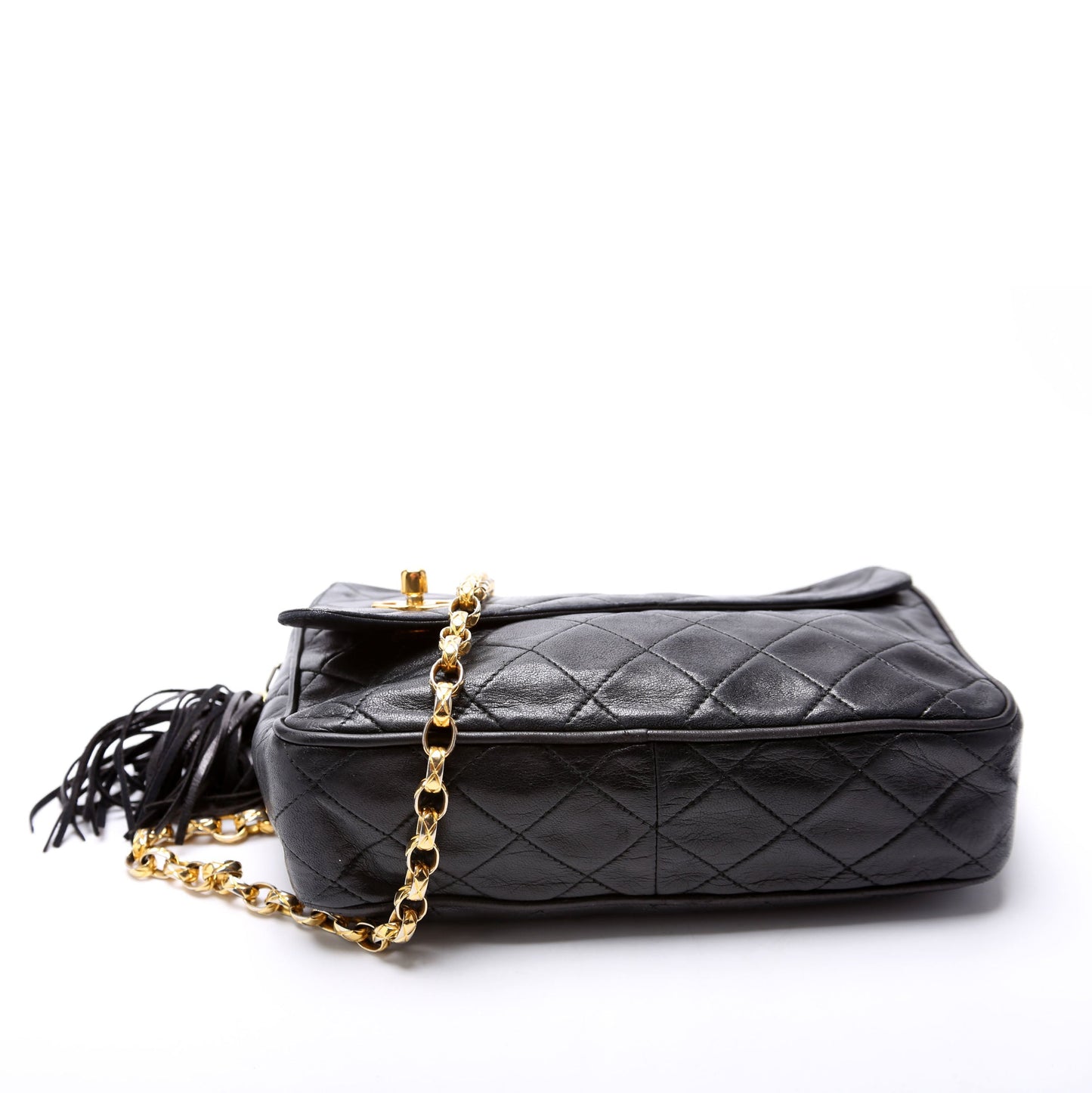 Chanel CC Diagonal Flap Tassel Camera Black Bag