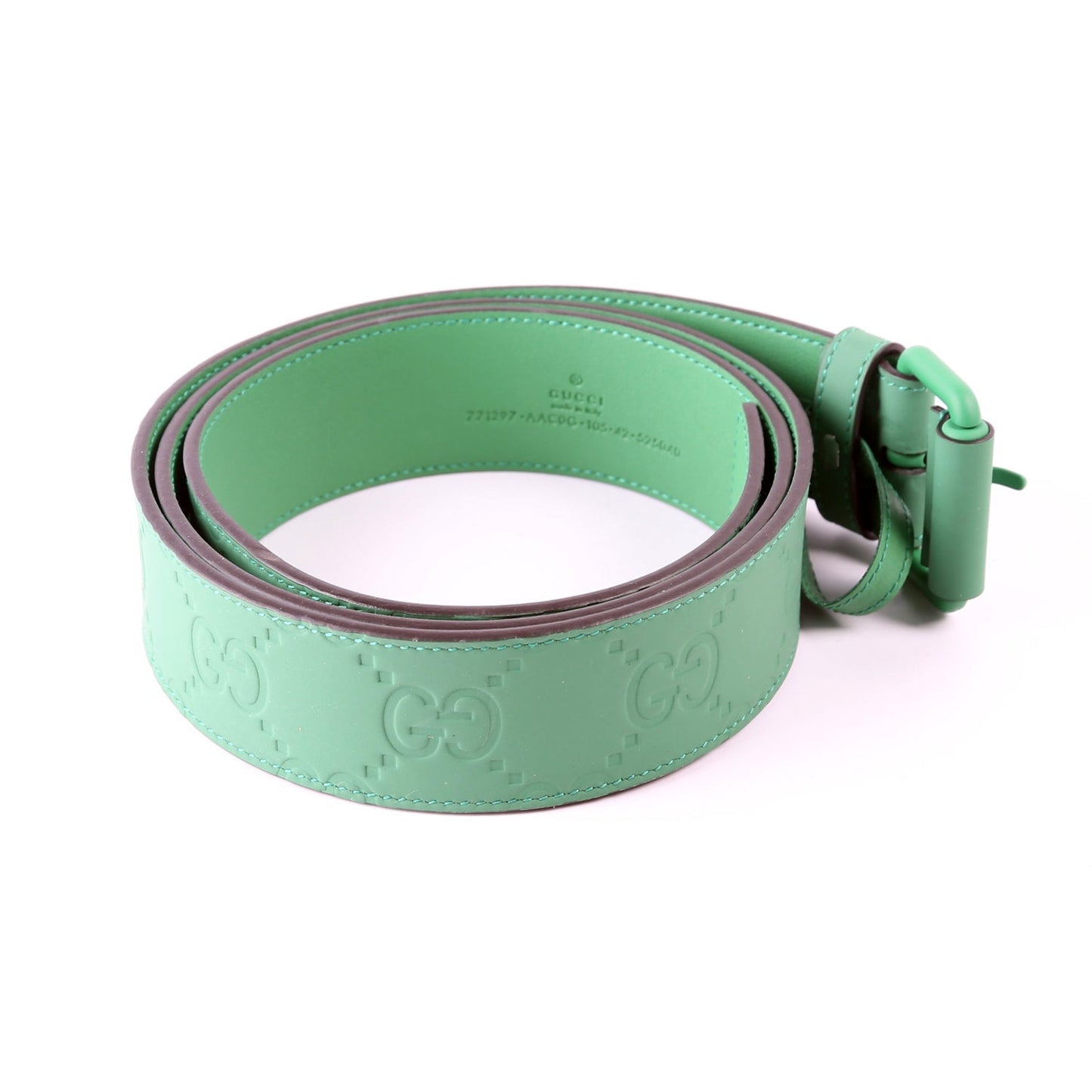 Gucci Jumbo GG Rubber Effect Leather Belt Size / Green