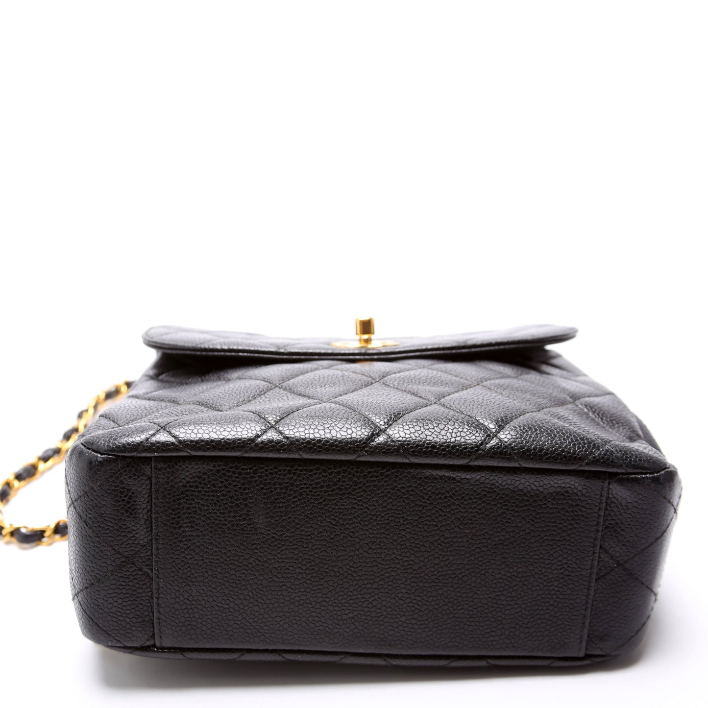 Chanel CC Square Flap Shoulder Quilted Caviar 4M Black Bag