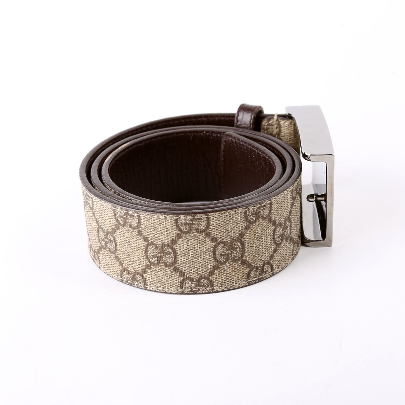 Gucci GG Supreme Square Buckle Belt Size / Brown
