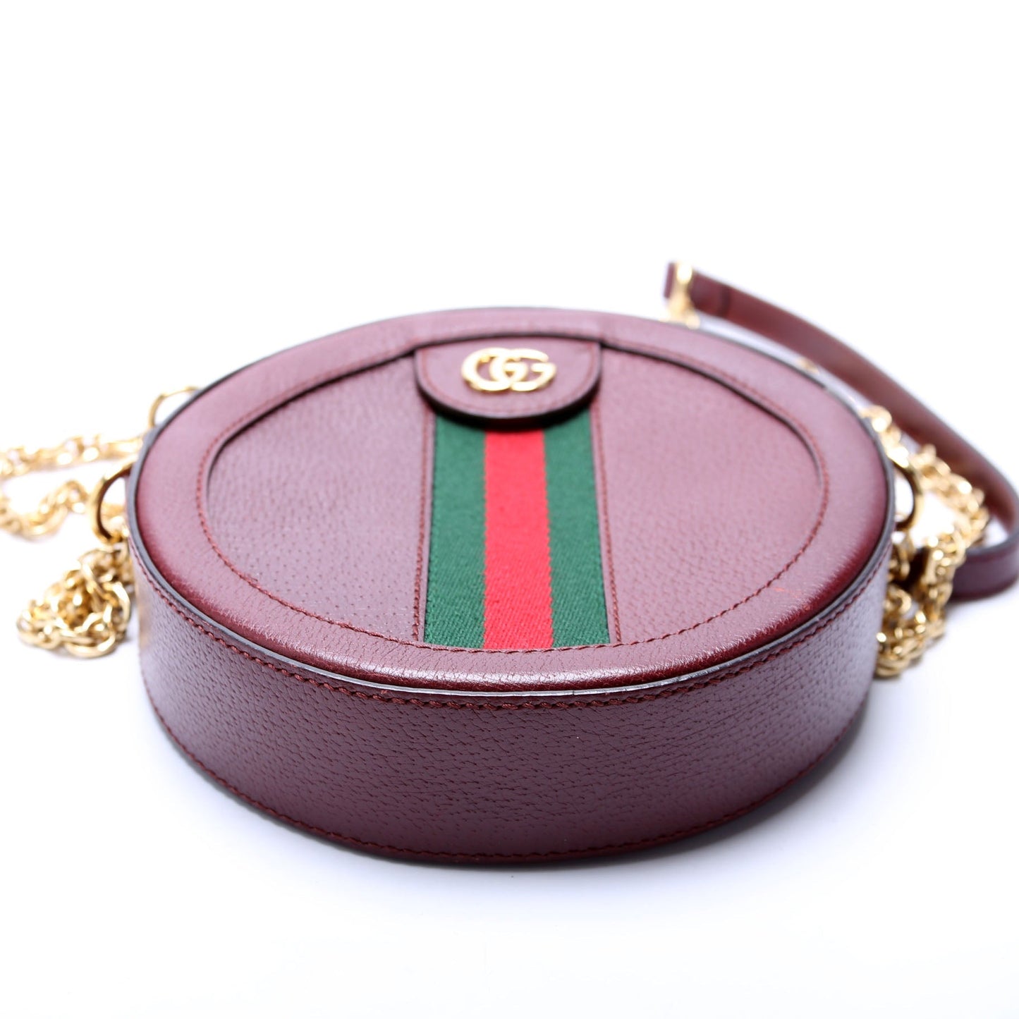 Gucci Ophidia Leather Round Small Crossbody Burgundy
