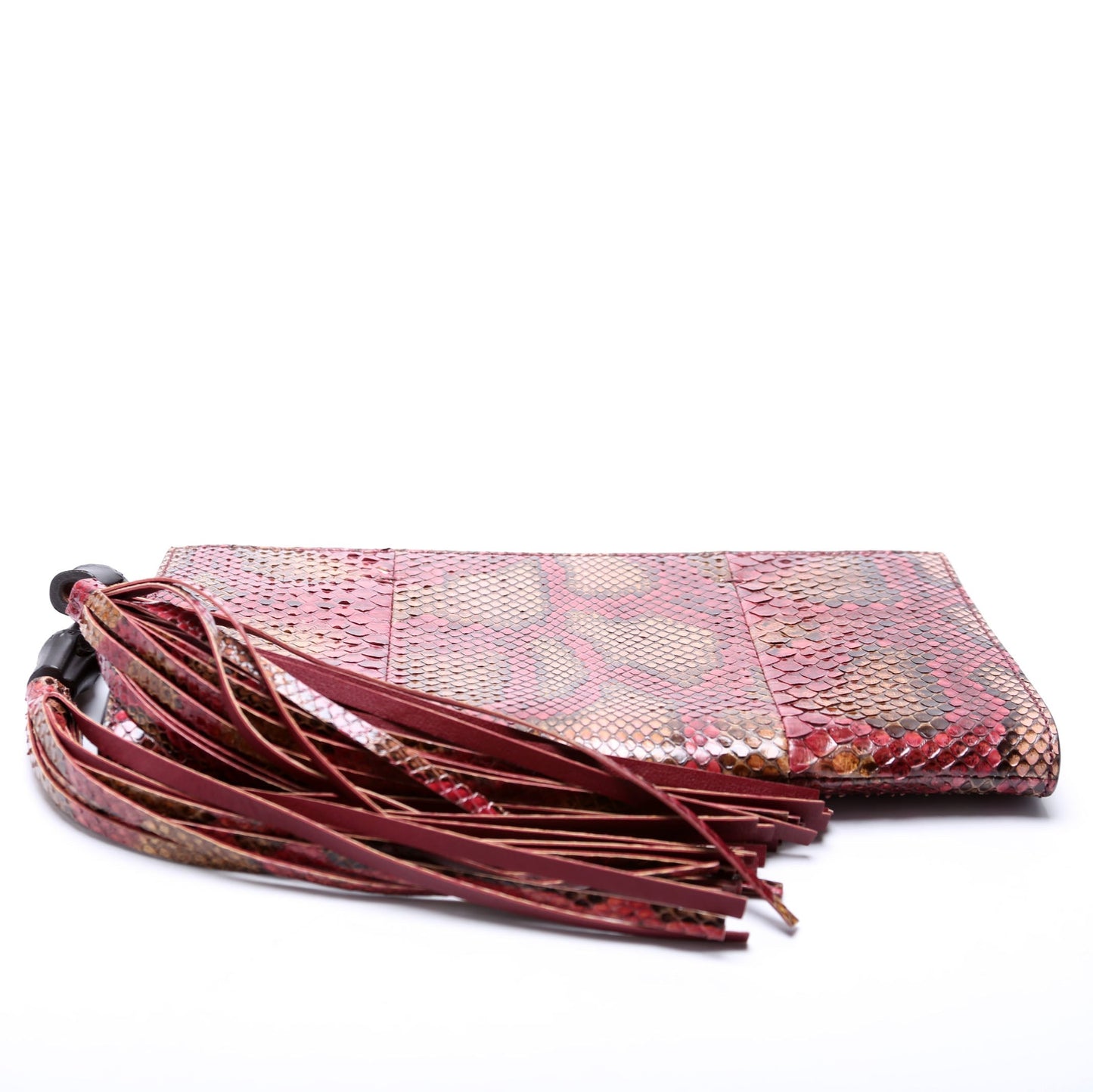Gucci Bamboo Tassel Snakeskin Clutch