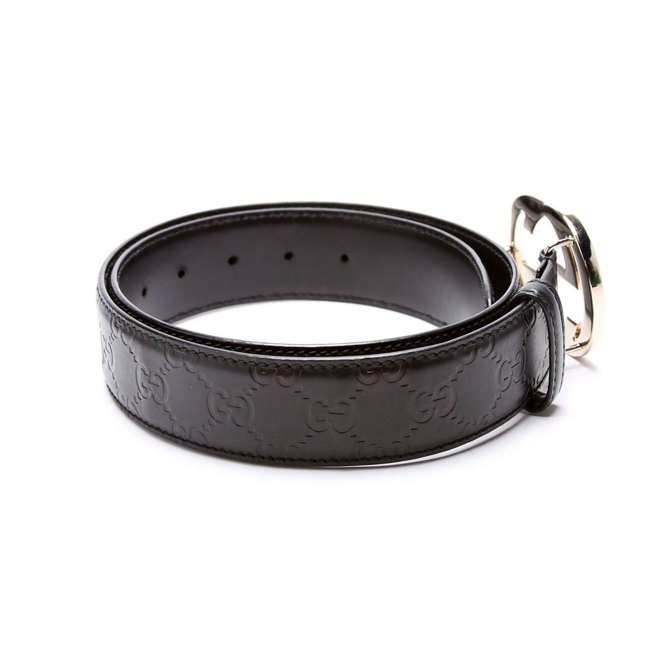 Gucci Interlocking Leather Belt Size / Black