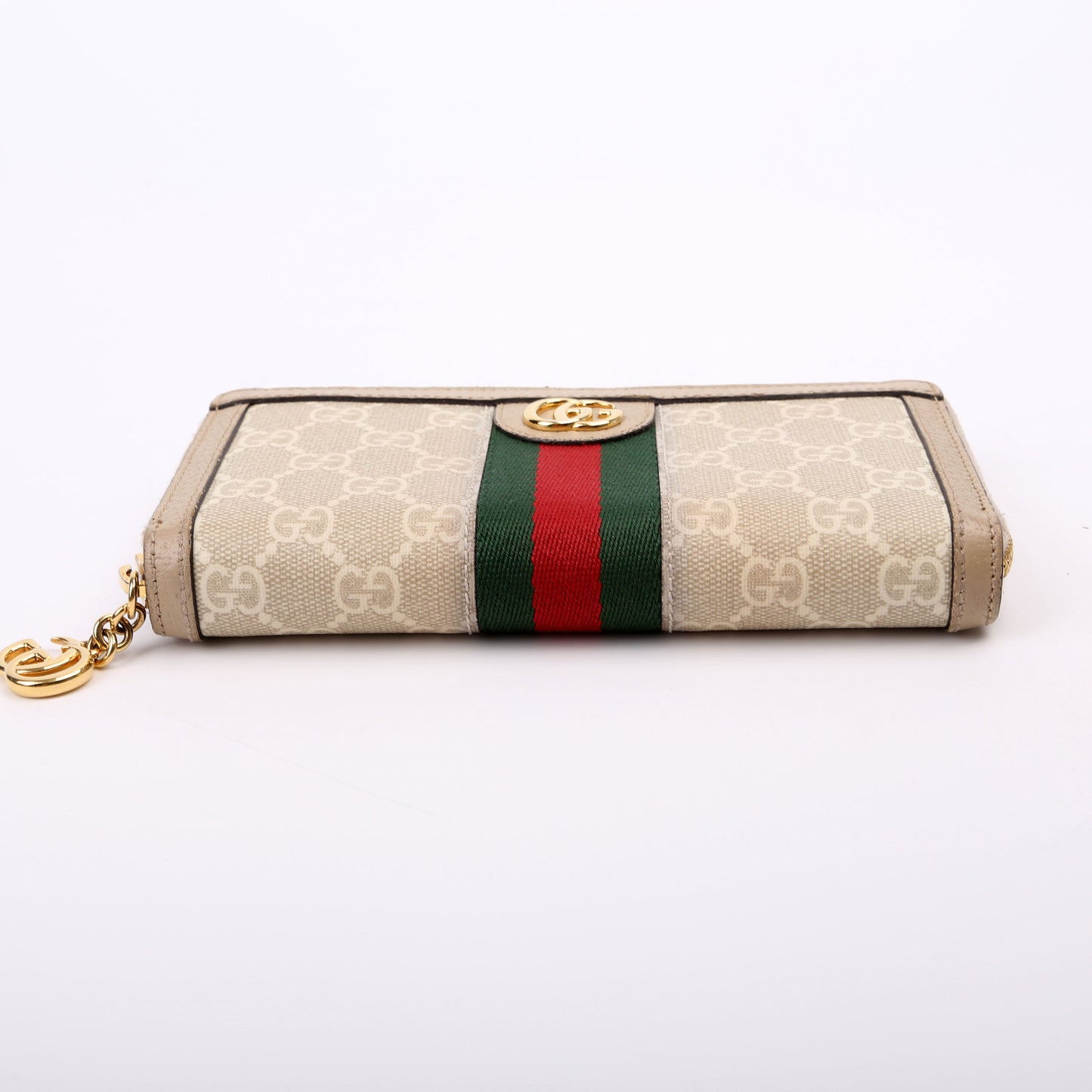 Gucci GG Supreme Ophidia Zip Wallet Tan