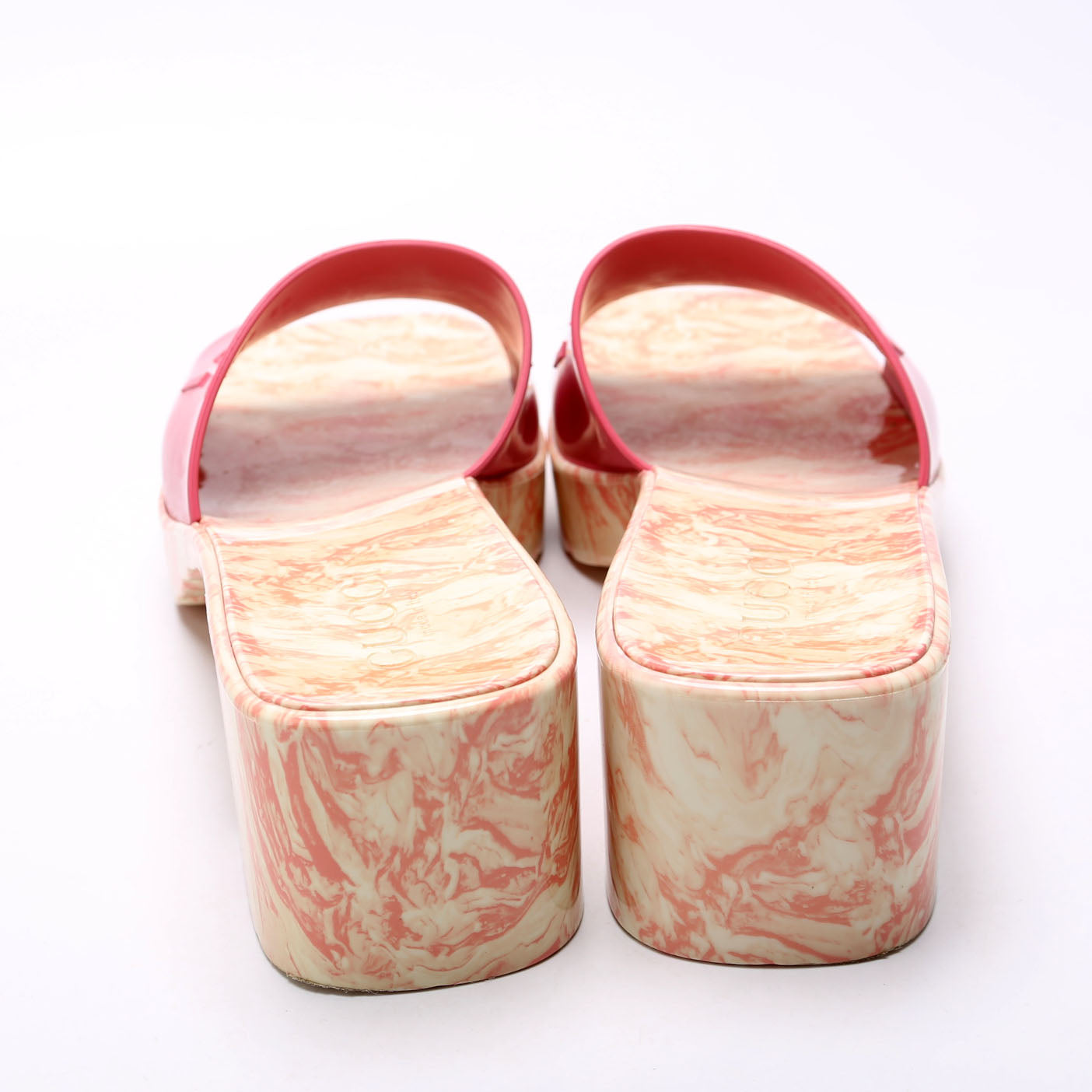 Gucci Logo Rubber Slide Sandals Size Pink
