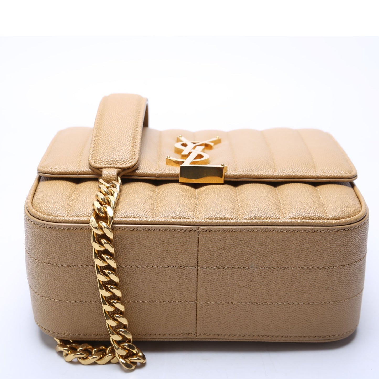 Saint Laurent Vicky Chain Medium Grain De Poudre 532612 Camel Bag