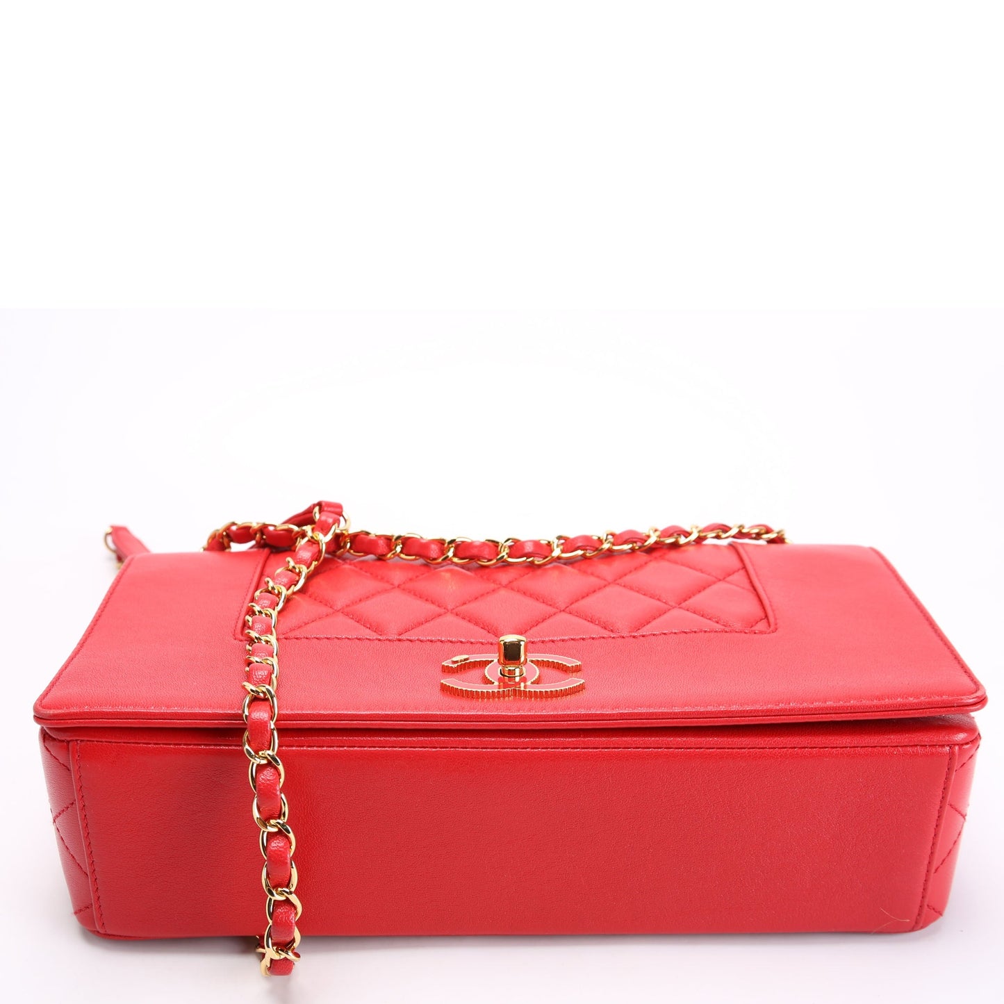 Chanel Mademoiselle Flap Quilted Shiny Sheepskin Red/Gold Bag