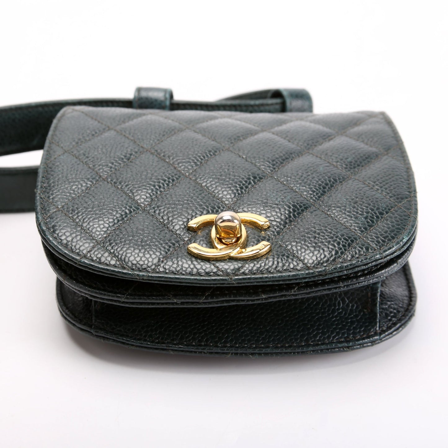 Chanel CC Turnlock Waist Belt Size 75/30 Green Bag