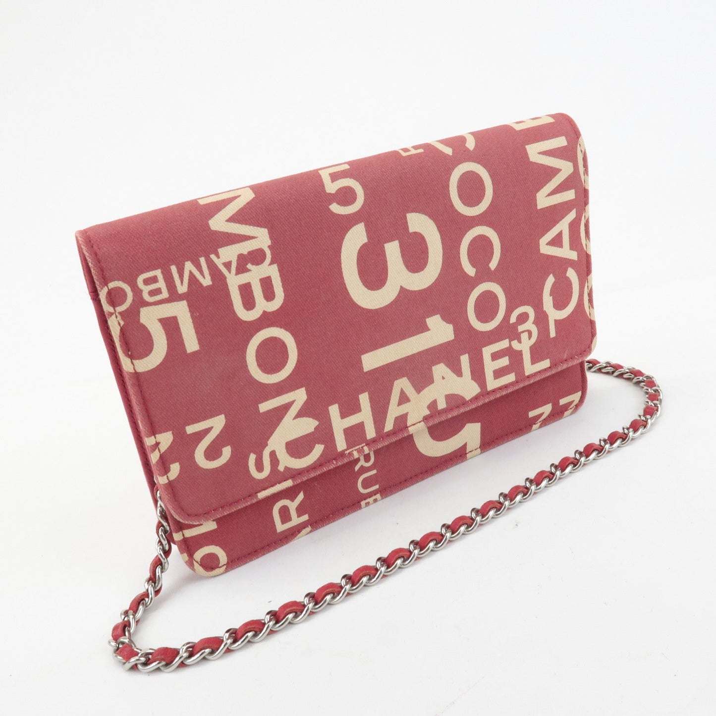 CHANEL By Sea Line Canvas Chain Shoulder Bag Red d