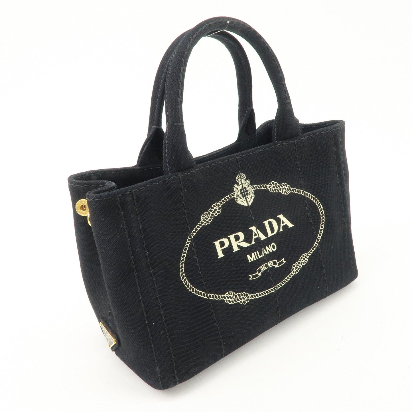 PRADA Canapa Mini Canvas 2Way Hand Bag Tote Bag Black 1BG439 d