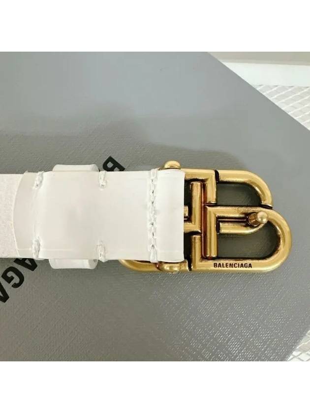 Luxury Balenciaga Trending 2025 BB Buckle Belt White