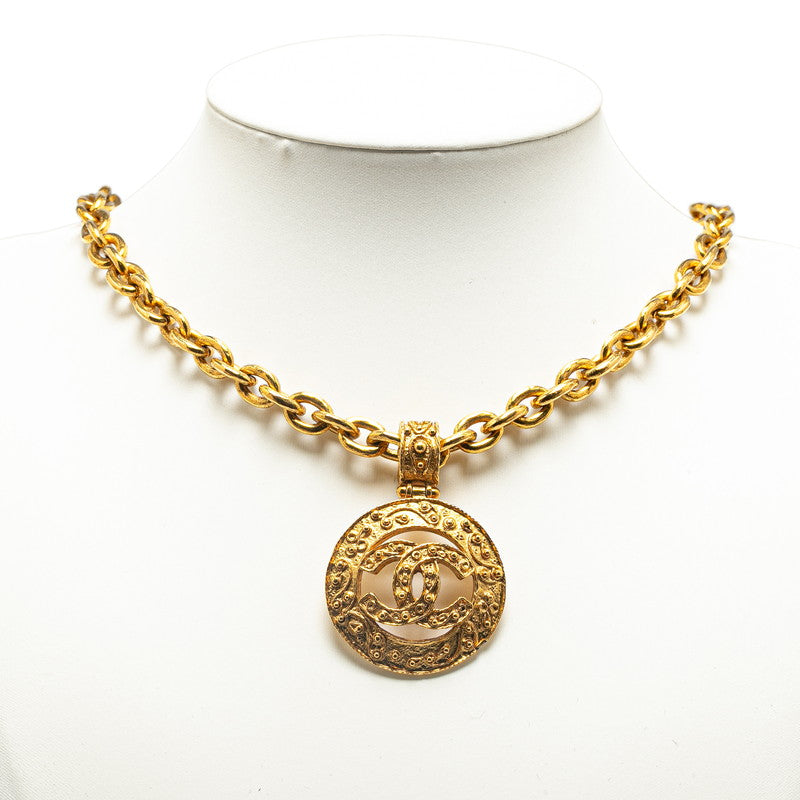 Chanel Coco Mark Round Necklace Gold Plated