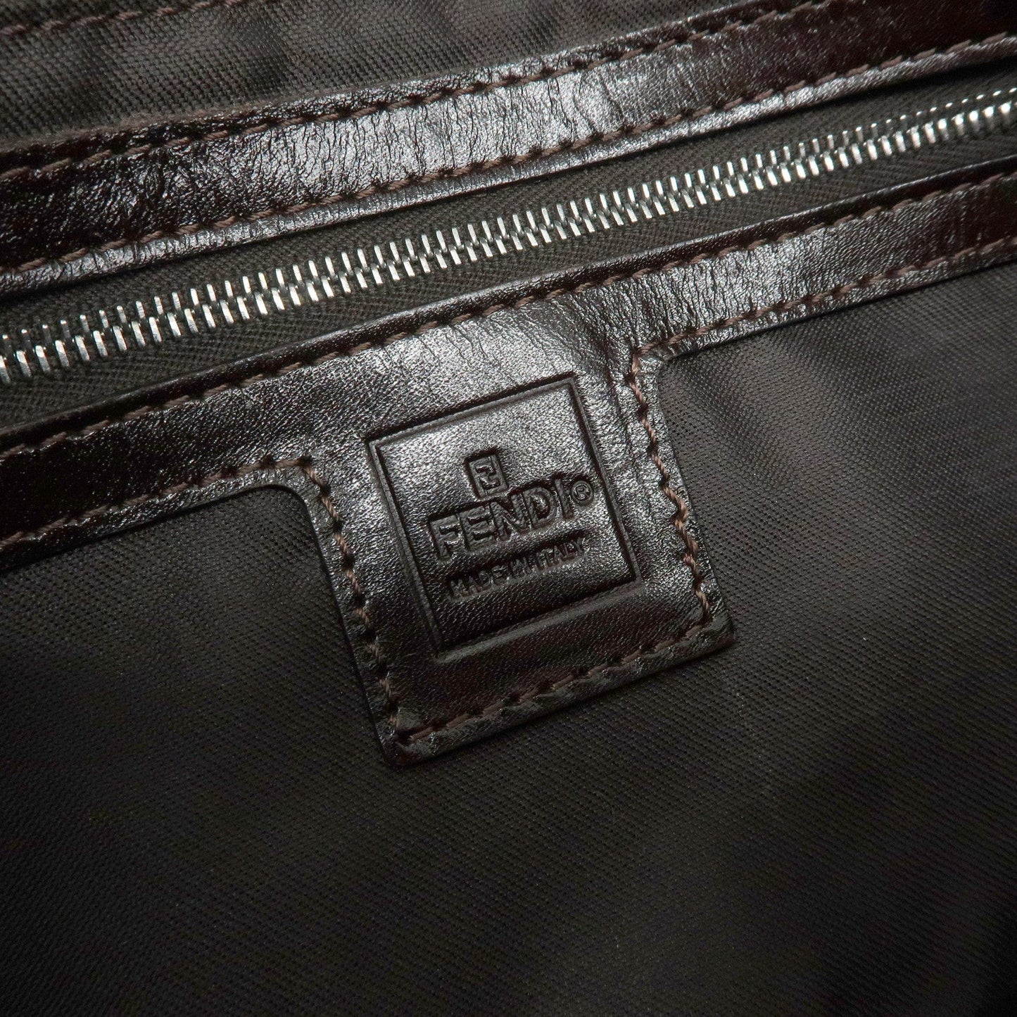 FENDI Mamma Baguette Zucca Canvas Leather Shoulder Bag 26424 d