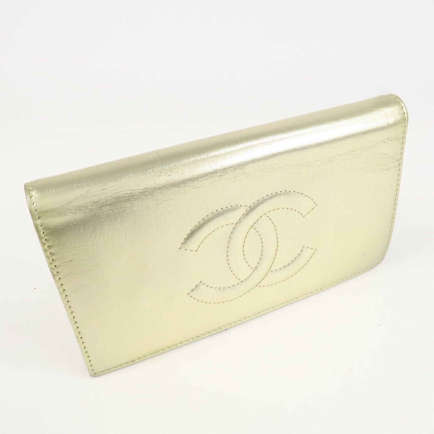CHANEL Leather Coco Mark Long Wallet Gold Gold Hardware A27156 d