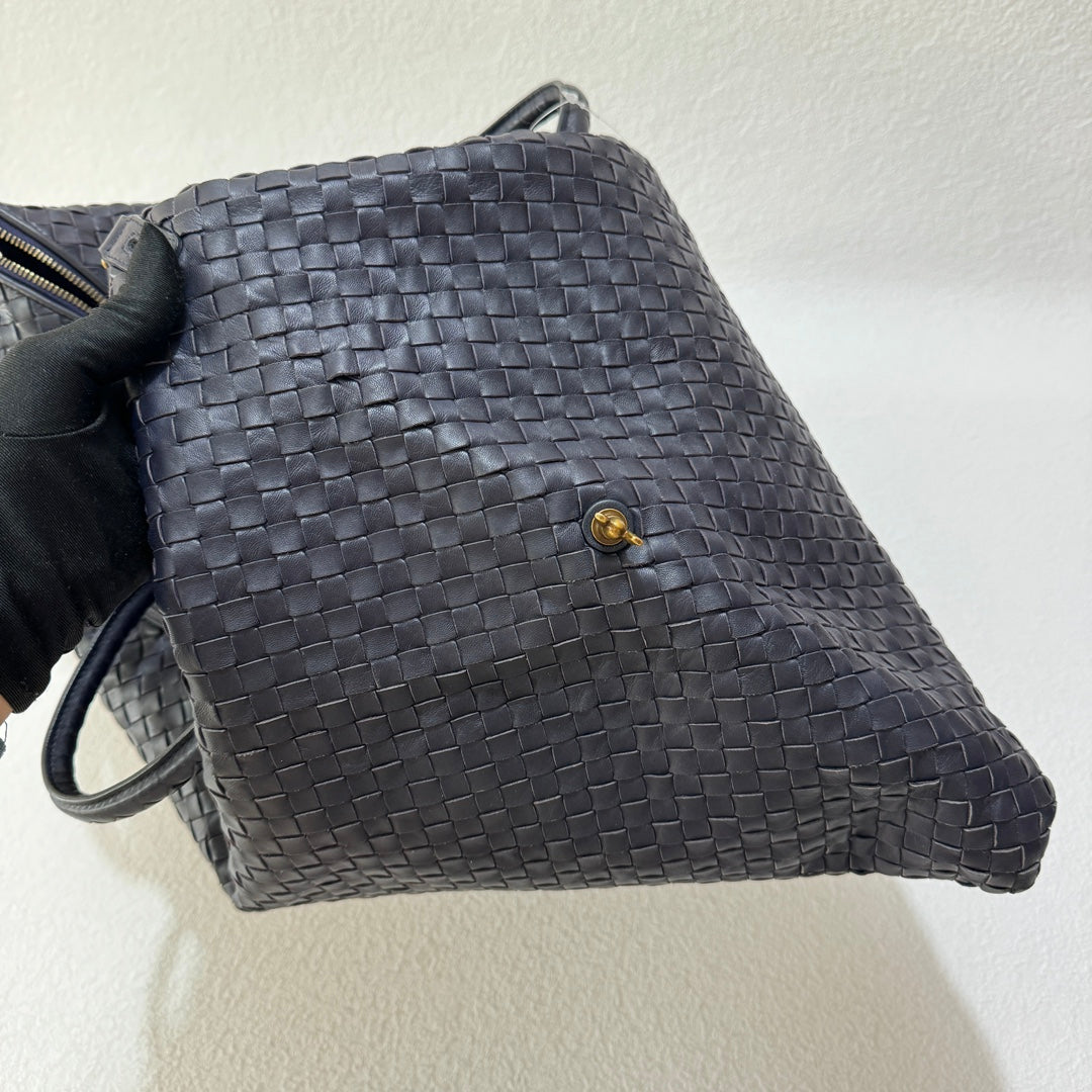 Bottega Veneta Maxi Convertible Tote Bag Hobo Dark Navy Leather Two-way Carry 50cm