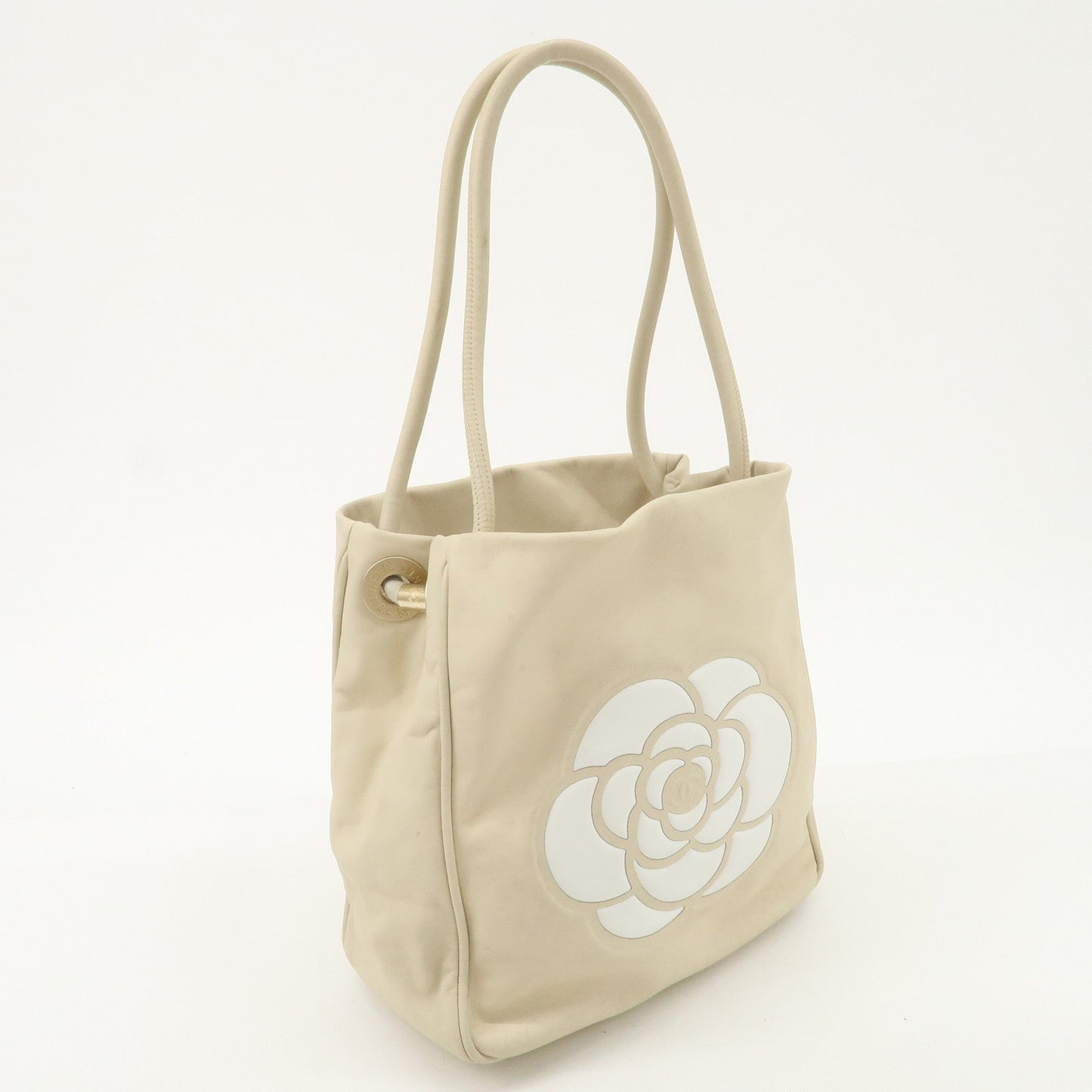 CHANEL Cameria Leather Tote Bag Shoulder Bag Beige White A20856 d