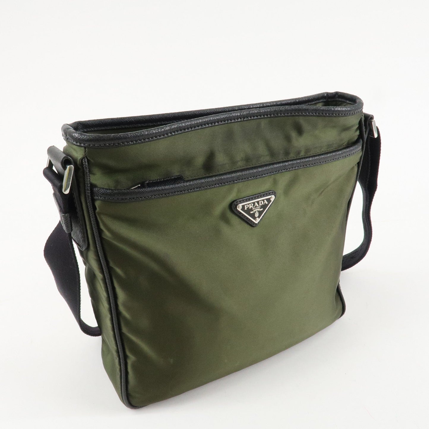 PRADA Triangle Logo TESSUTO+SAFFIAN Leather Nylon Shoulder Bag 2VH797 d