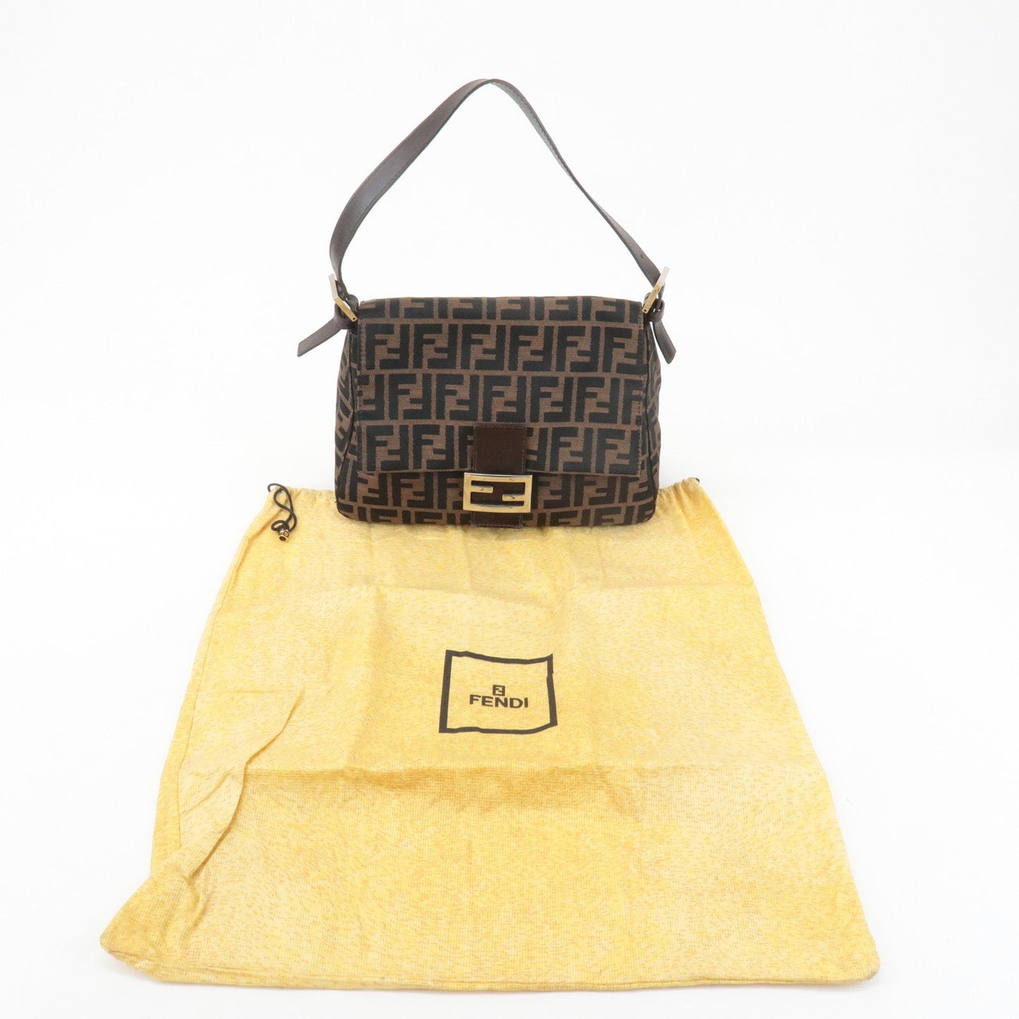 FENDI Mamma Baguette Canvas Leather Shoulder Bag Silver HDW 26325 d