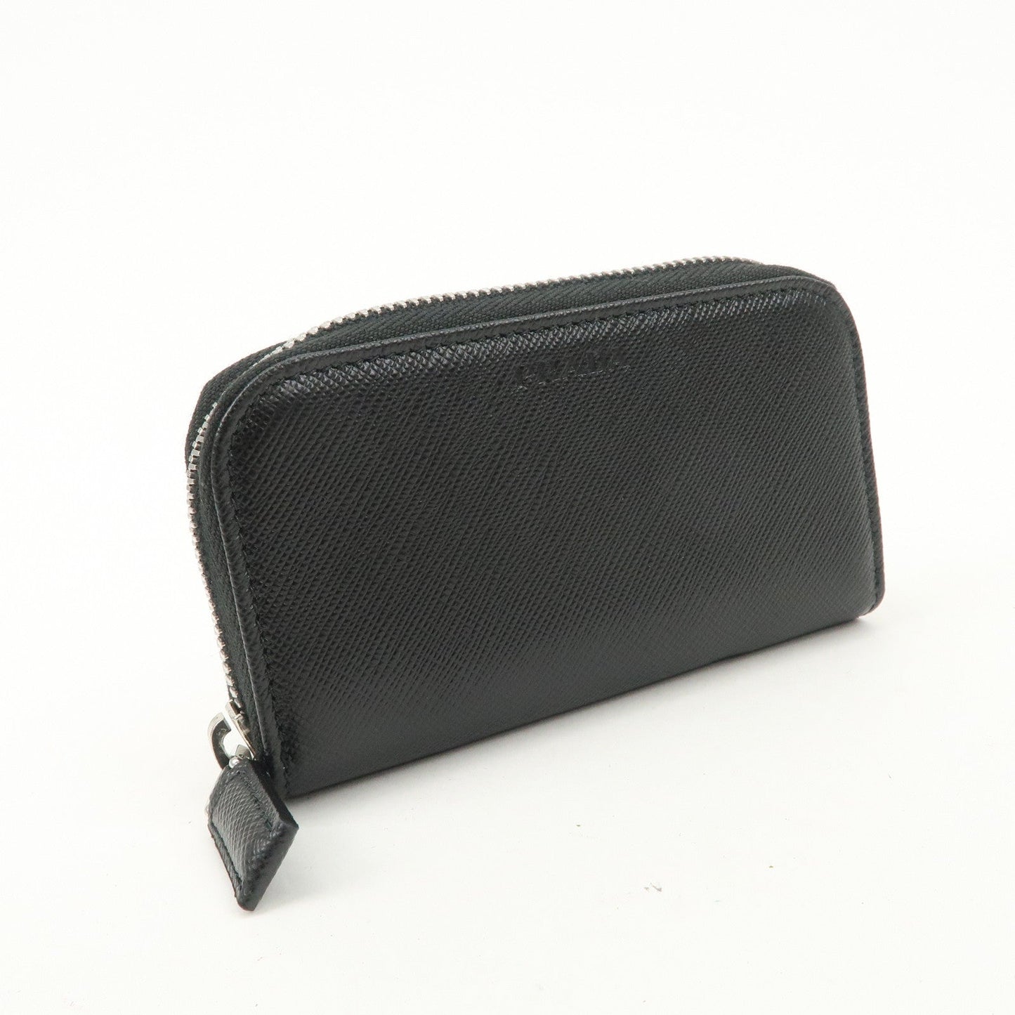 PRADA Saffiano Leather Round Zippy Key Case Black 2PG604 d