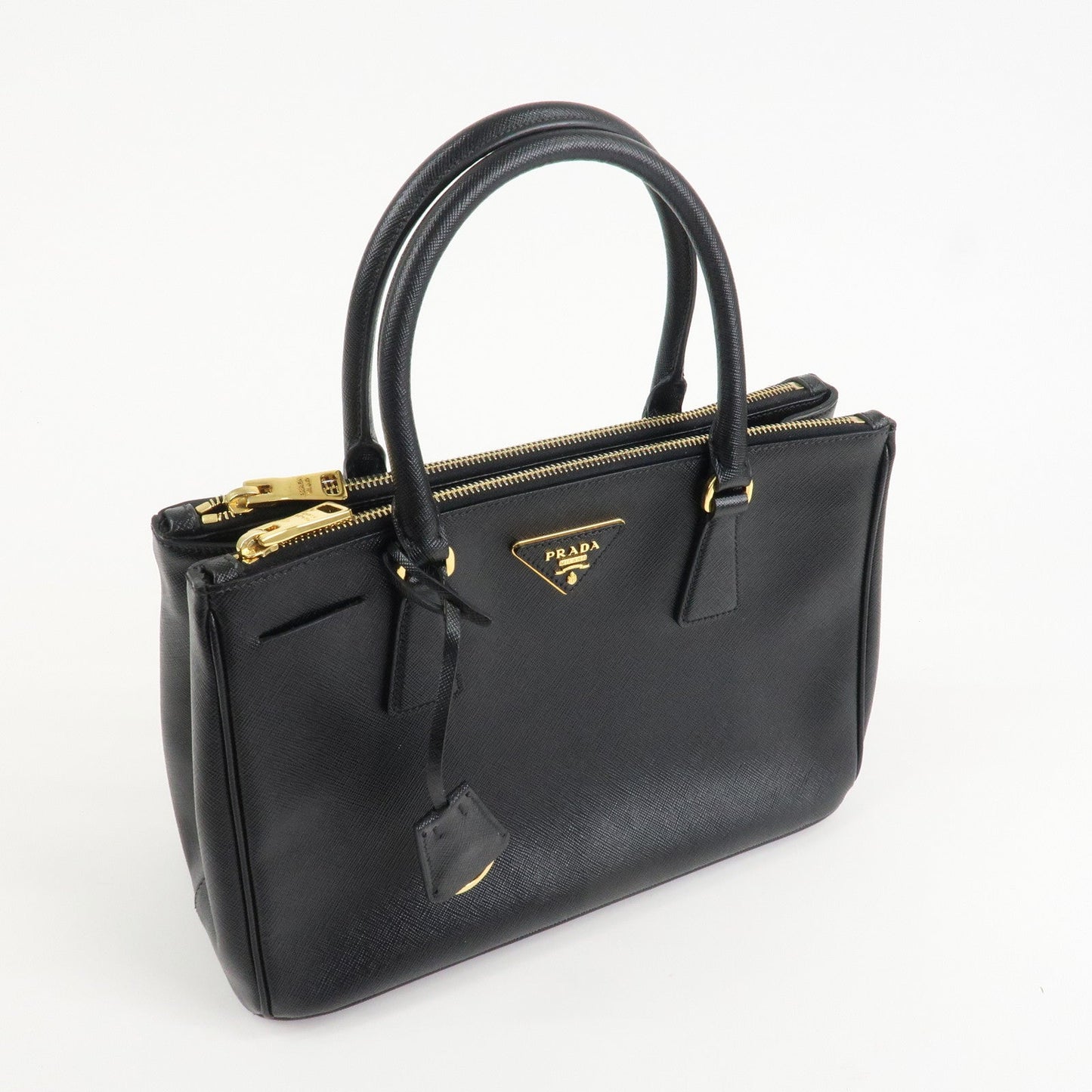 PRADA Triangle Logo Saffiano Leather 2WAY Hand Bag Black BN1801 d