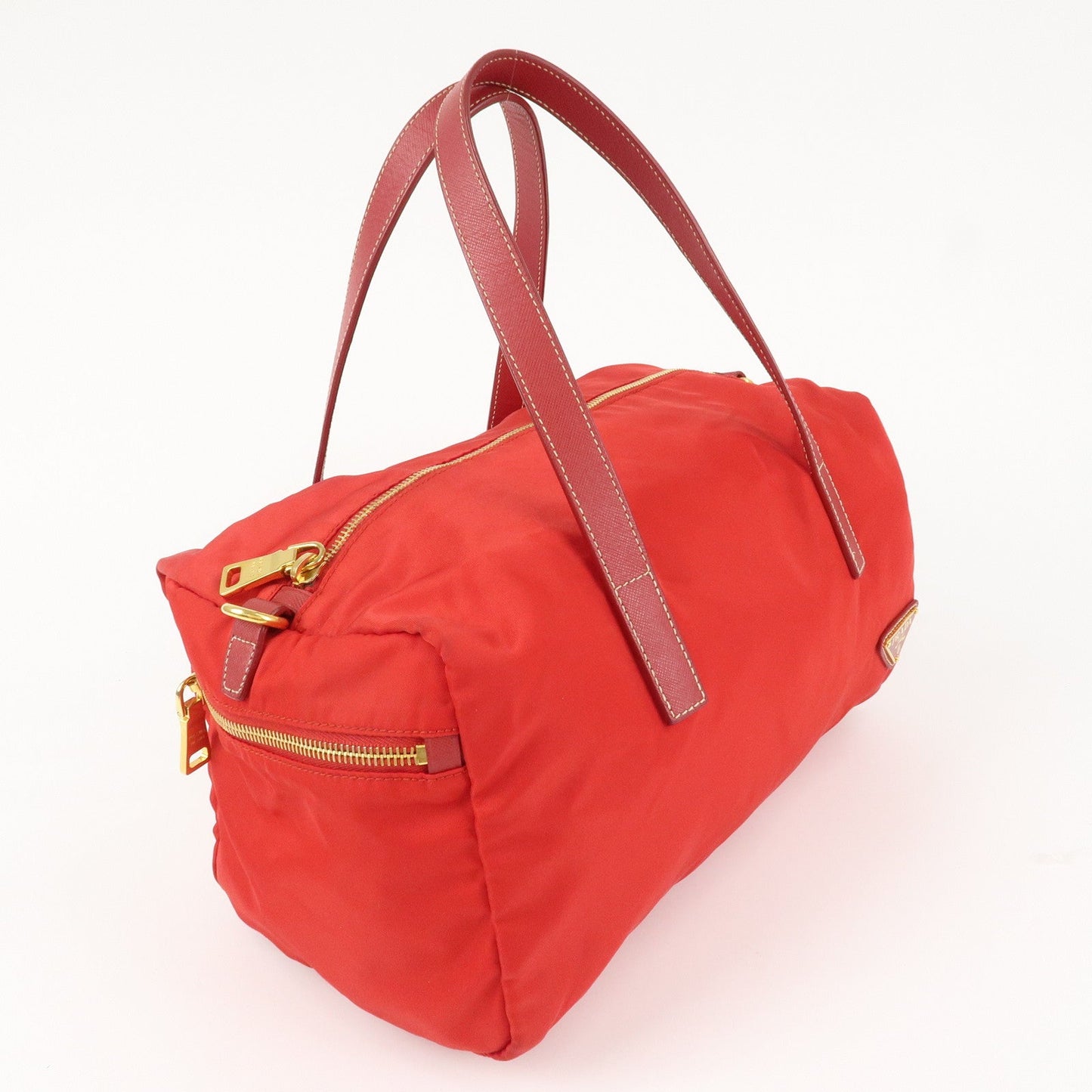 PRADA Triangle Logo Nylon Leather 2Way Shoulder Bag Hand Bag Red d