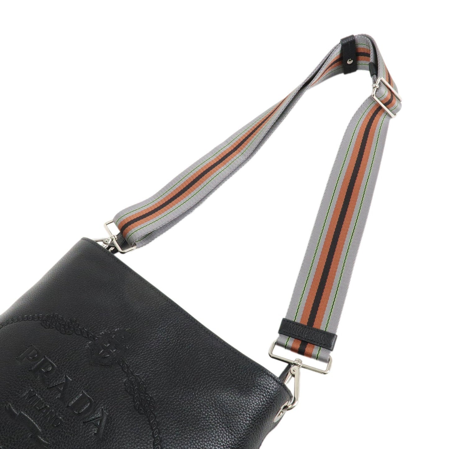 PRADA VITELLO PHENIX Calf Leather Shoulder Bag Black 1BE057 d