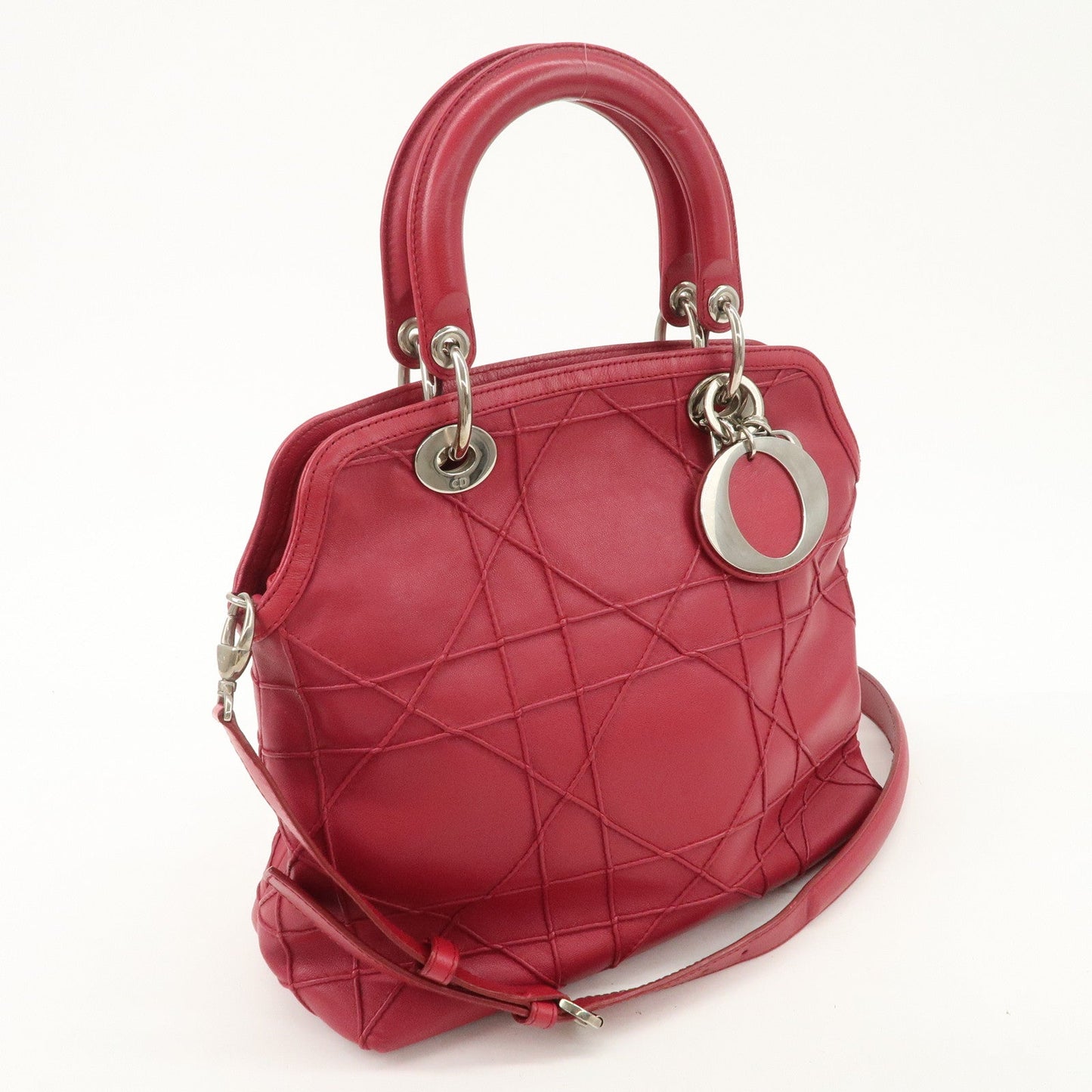 Christian Dior Leather 2Way Bag Hand Bag Shoulder Bag Pink d