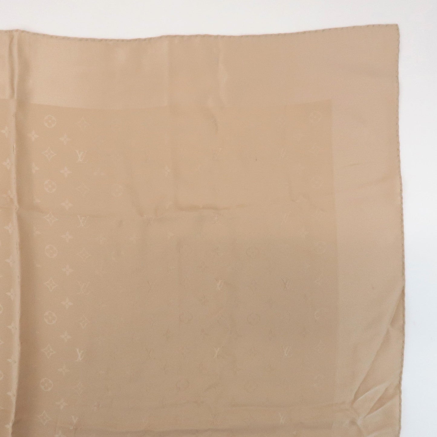 Louis Vuitton Monogram Carr?? Monaco Silk 100% Scarf Beige M71146