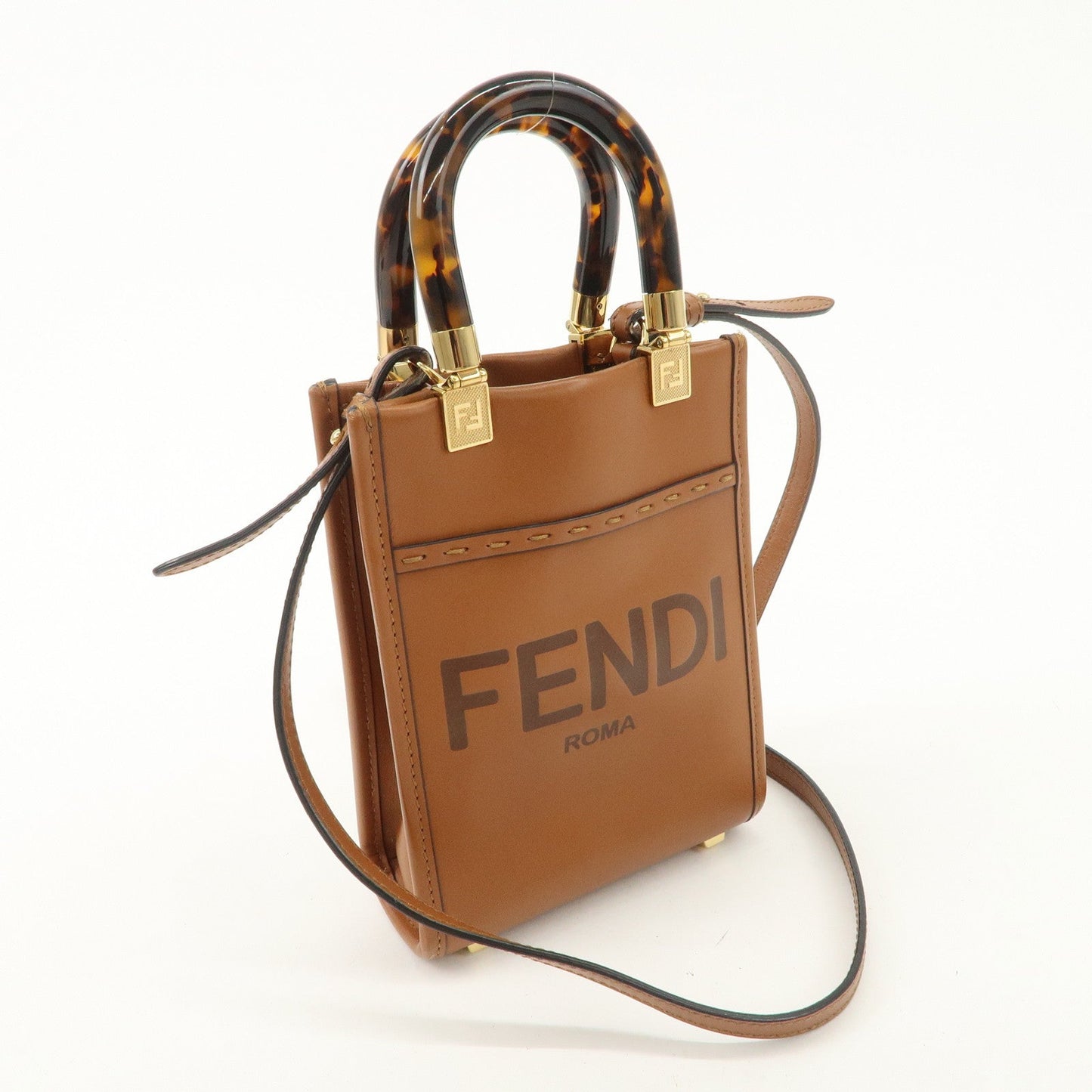 FENDI Sunshine Leather Shopper Small 2Way Bag Shoulder Bag 8BS051 d